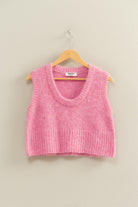 GOLDEN Elvira Cropped Scoop Neck Sleeveless Knit Vest Soft Pink