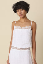 GOLDEN Lacey Linen Lace-trim Cami Top