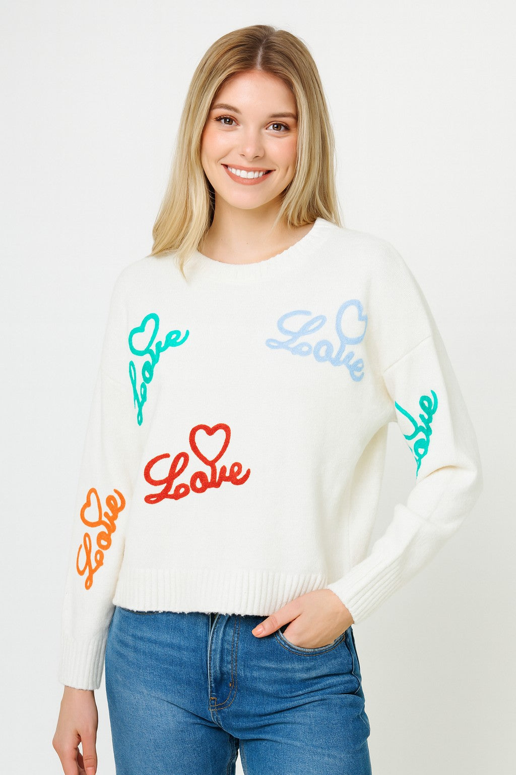 GOLDEN Love Pattern Pullover Ivory