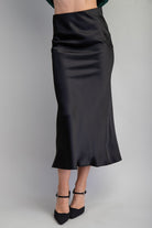 GOLDEN Nela Midi Satin Skirt Black