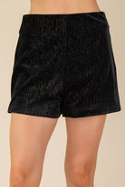GOLDEN Raven High Waist Velvet Shorts Black
