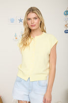 GOLDEN Ryder Raw Edge Sleeveless Lightweight Cardigan Butter Yellow