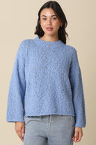 GOLDEN Susan Textured Knit Pullover Lt Blue