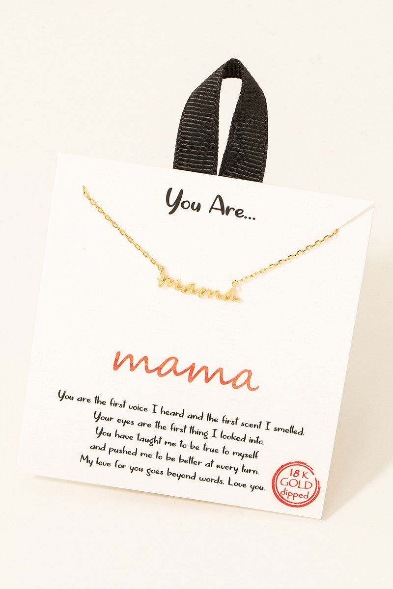 GOLDEN You Are Mama - Gold Dipped Mama Pendant Necklace