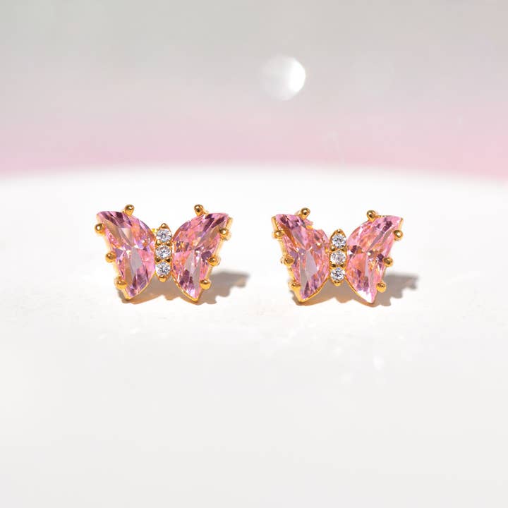 Girls Crew Flutter Love Studs Gold
