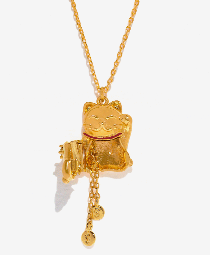 Girls Crew Lucky Cat Locket Necklace