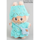 Girly Crochet Dress Hat Purse Doll Outfit Blue