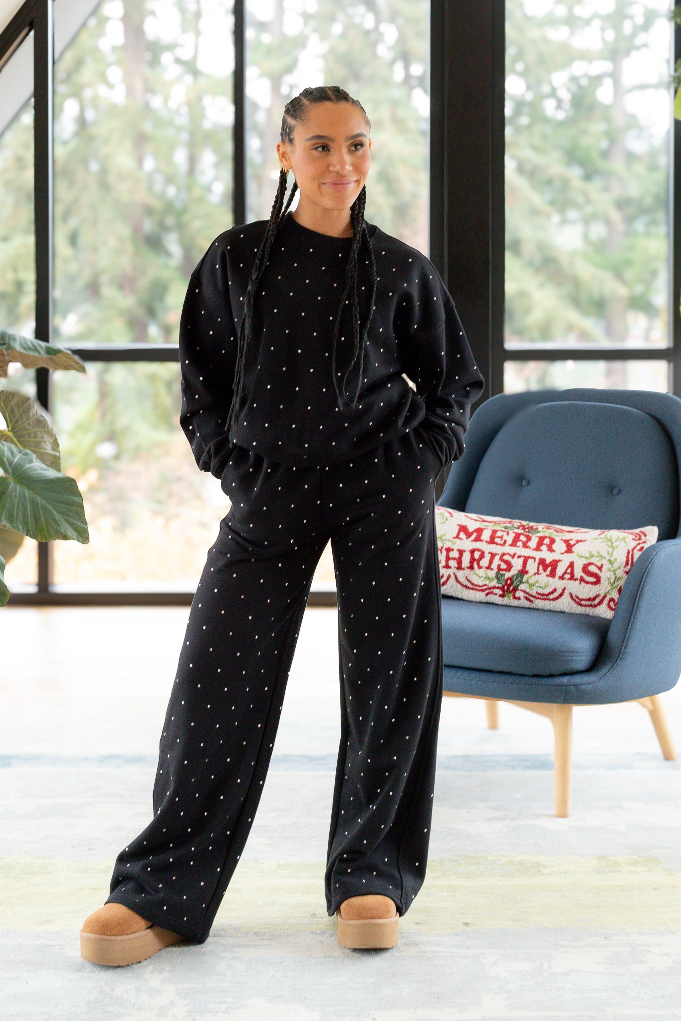 Good American Crystal Wide Leg Sweatpants