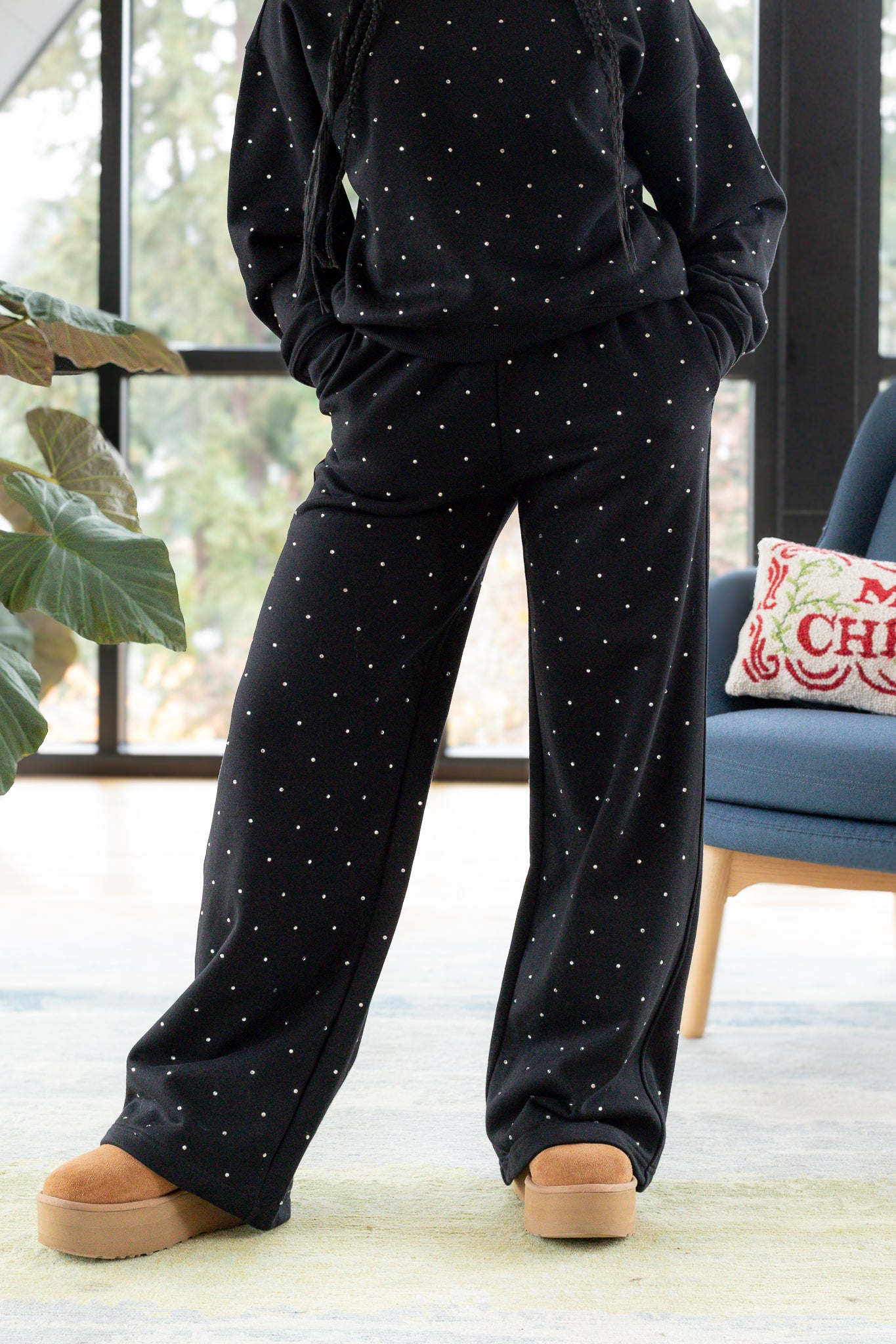 Good American Crystal Wide Leg Sweatpants