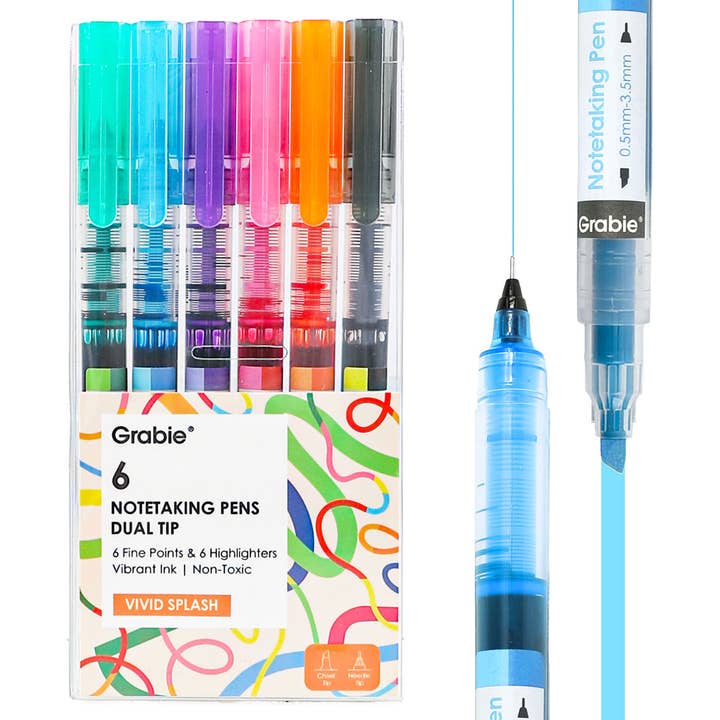 Grabie Dual-Tip Notetaking Pen Set of 6