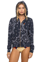 Aviator Nation Bandana Zip Hoodie in Charcoal