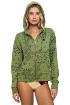 Aviator Nation Bandana Zip Hoodie in Jungle Green