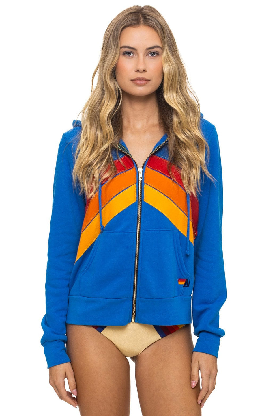 Aviator Nation Mountain Stitch Chevron Zip Hoodie Relaxed