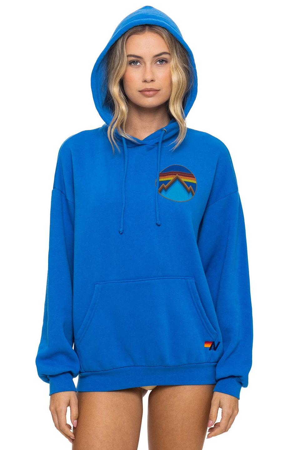 Aviator Nation All Season Circle Pullover Hoodie Relaxed Adventure Blue