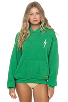 Aviator Nation Bolt Stitch Pullover Hoodie Relaxed in Kelly Green/White
