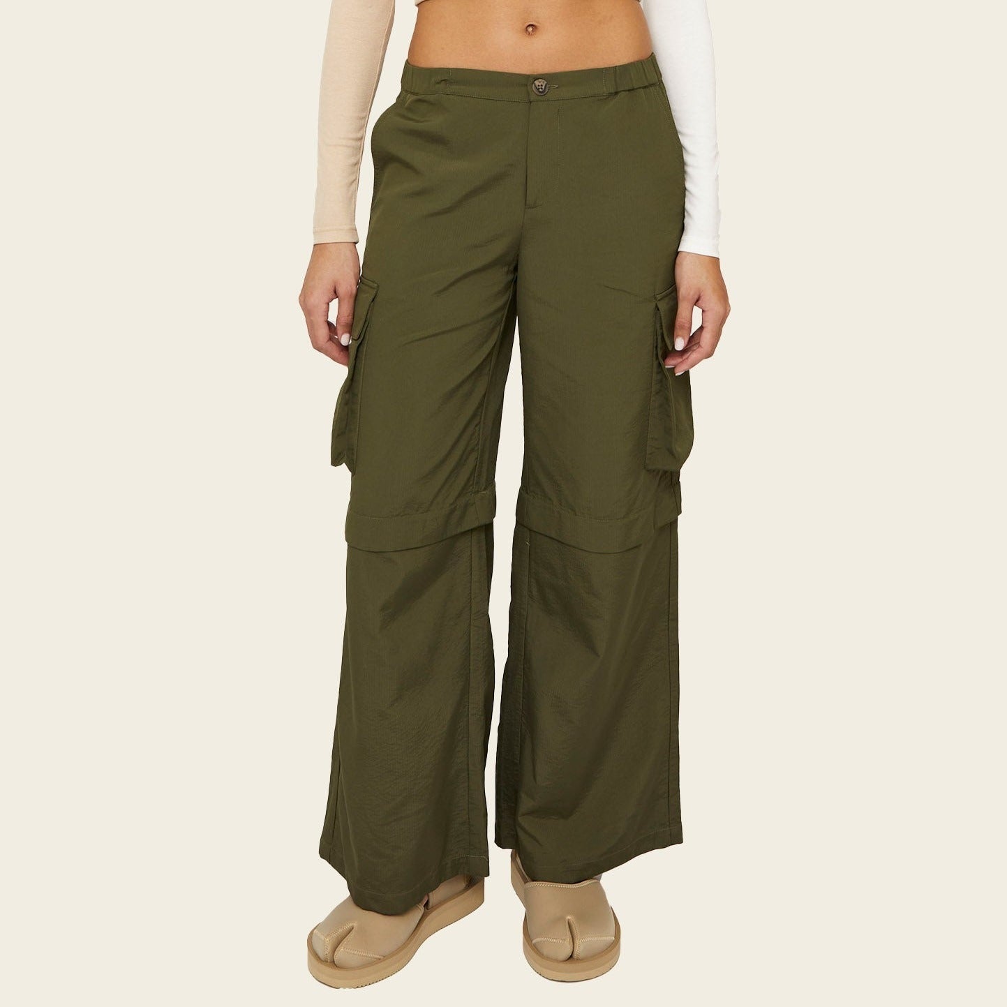 Find Me Now Theo Wide Leg Cargo Pant Olive
