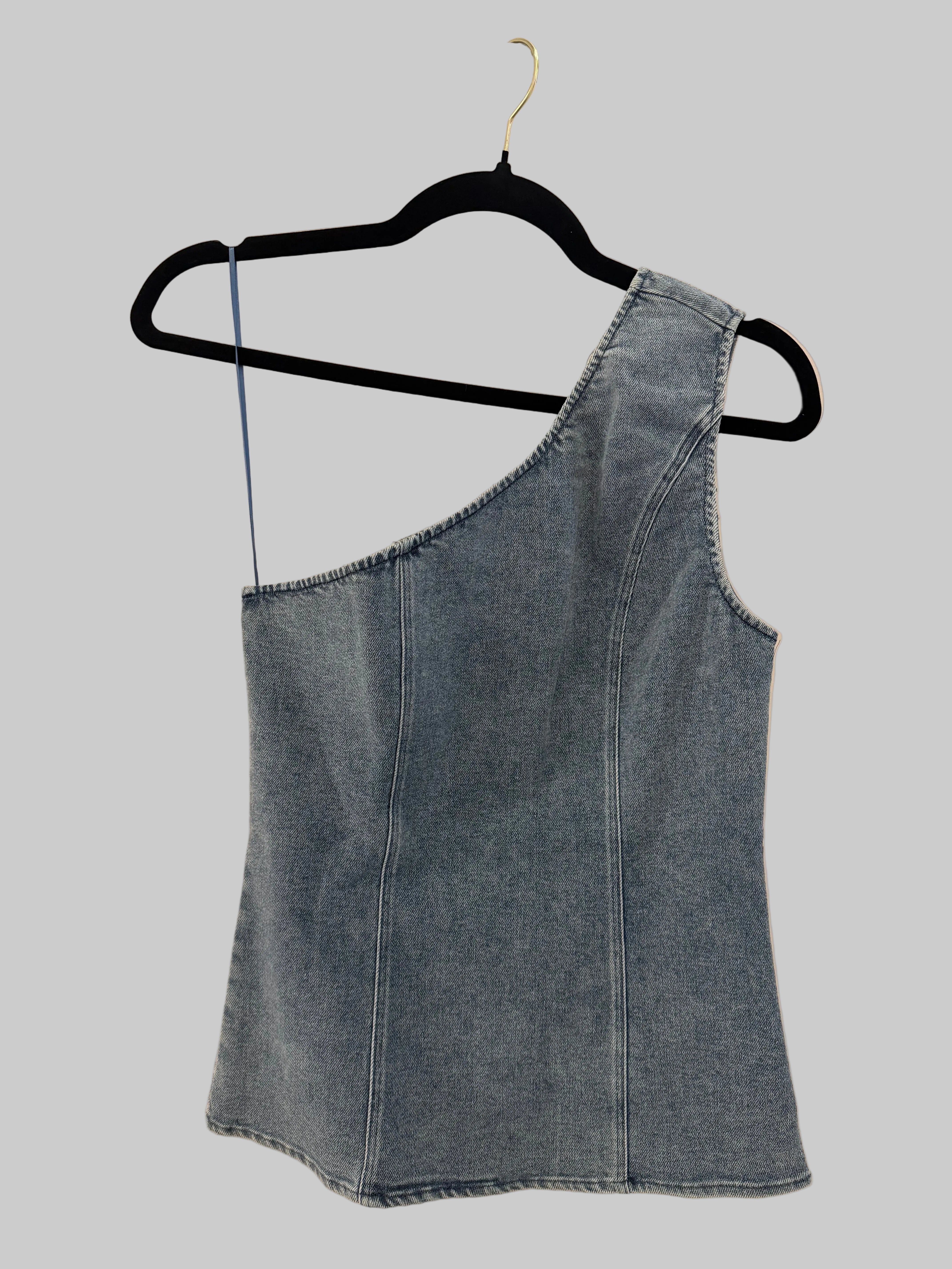 YAZ. Luna Denim One Shoulder Top