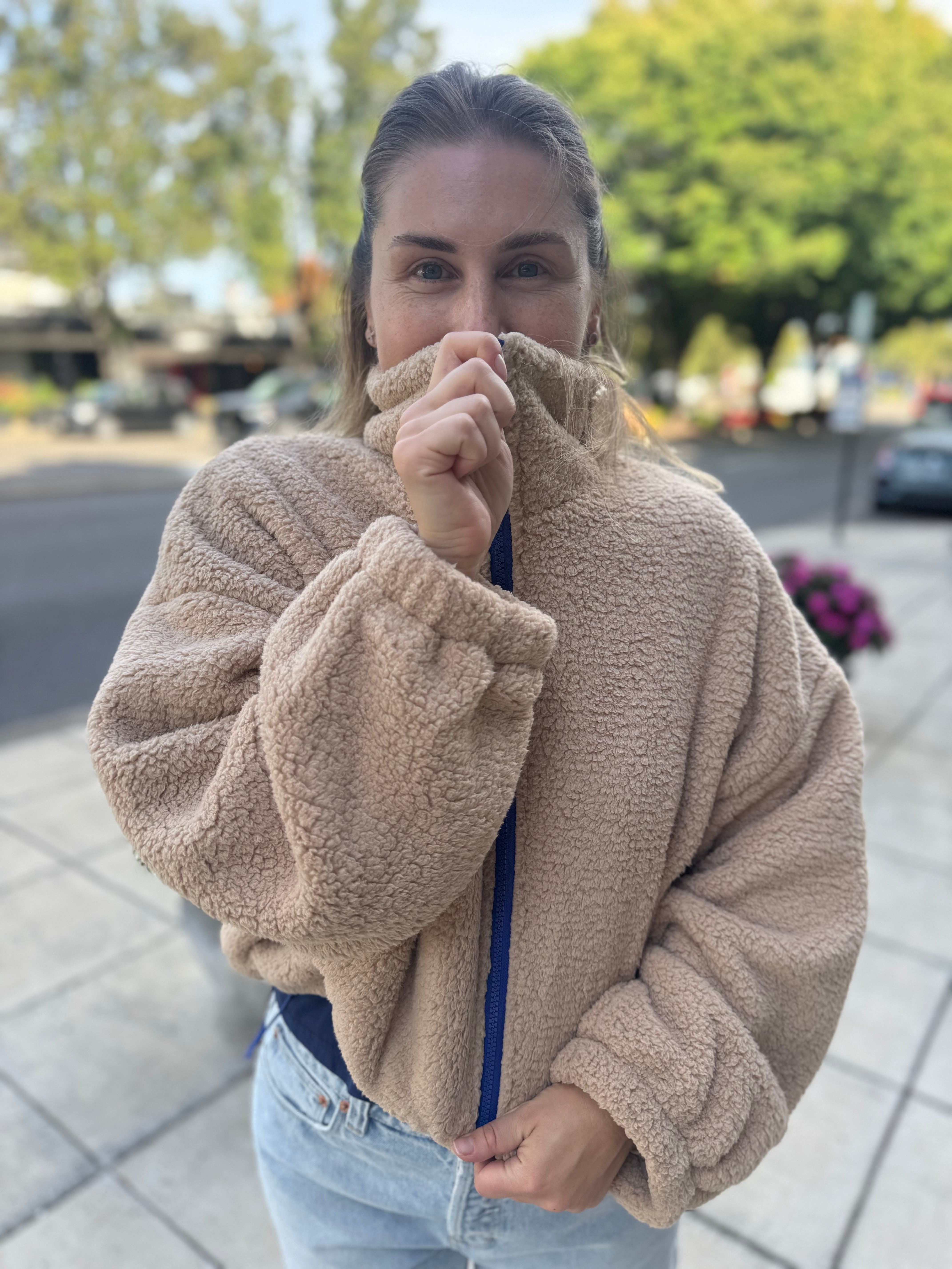 GOLDEN Ophelie Knit Jacket - Green/Pink Zip