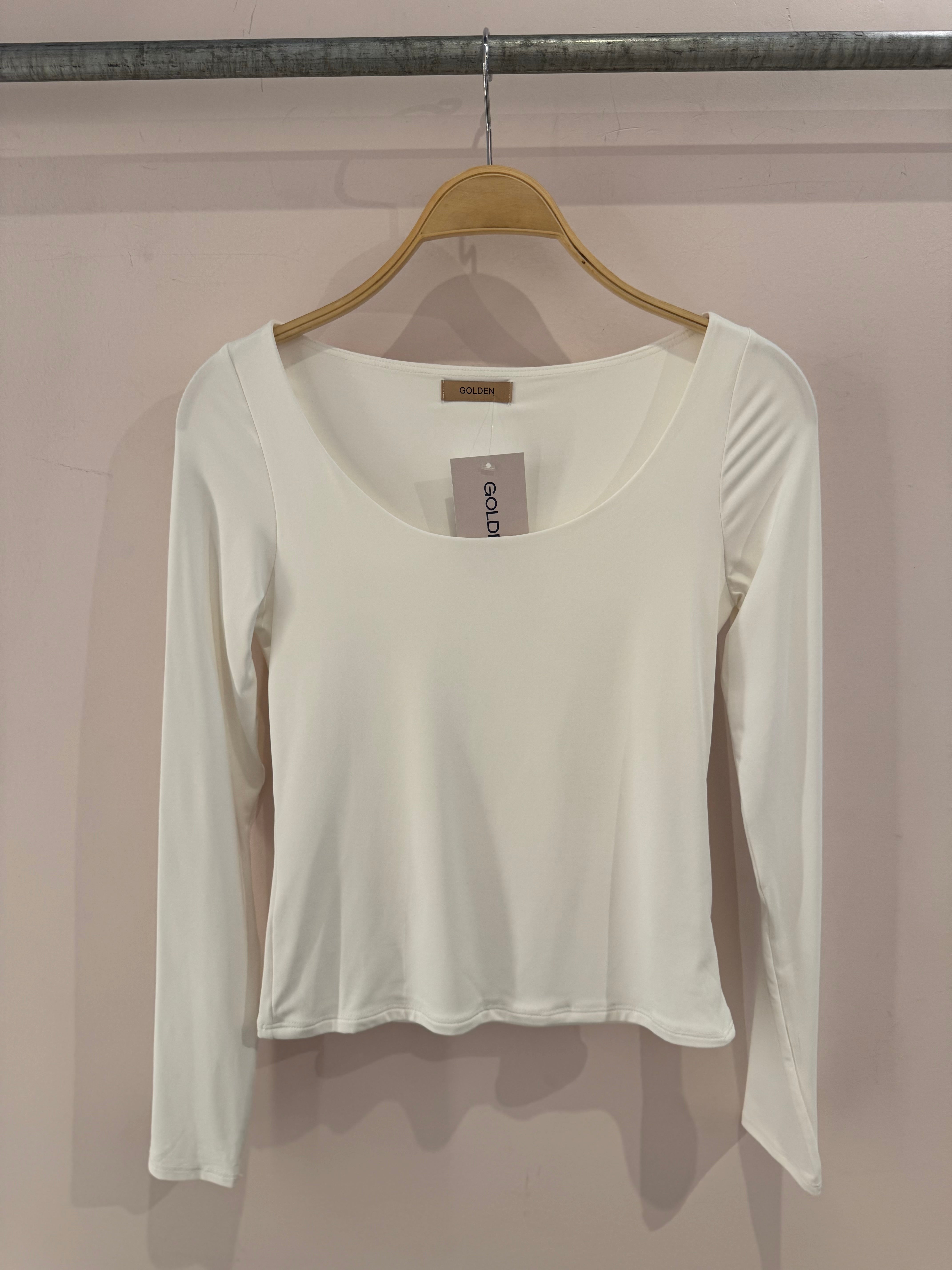 Golden Zephyra Butter Knit Double Layer Scoop Neck Top