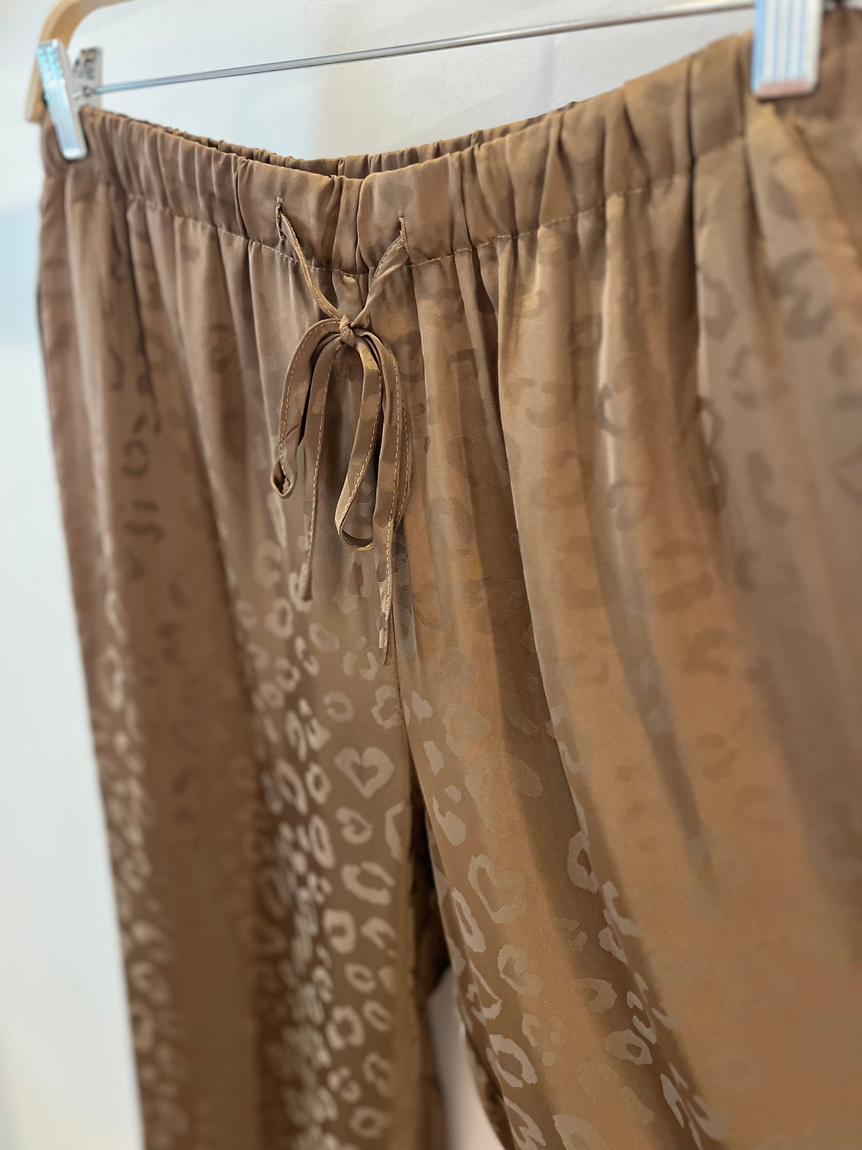 GOLDEN Domino Leopard Print Wide-leg Drawstring Pants