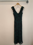 GOLDEN Joley Maxi Printed Flutter Sleeve Dress in Basil
