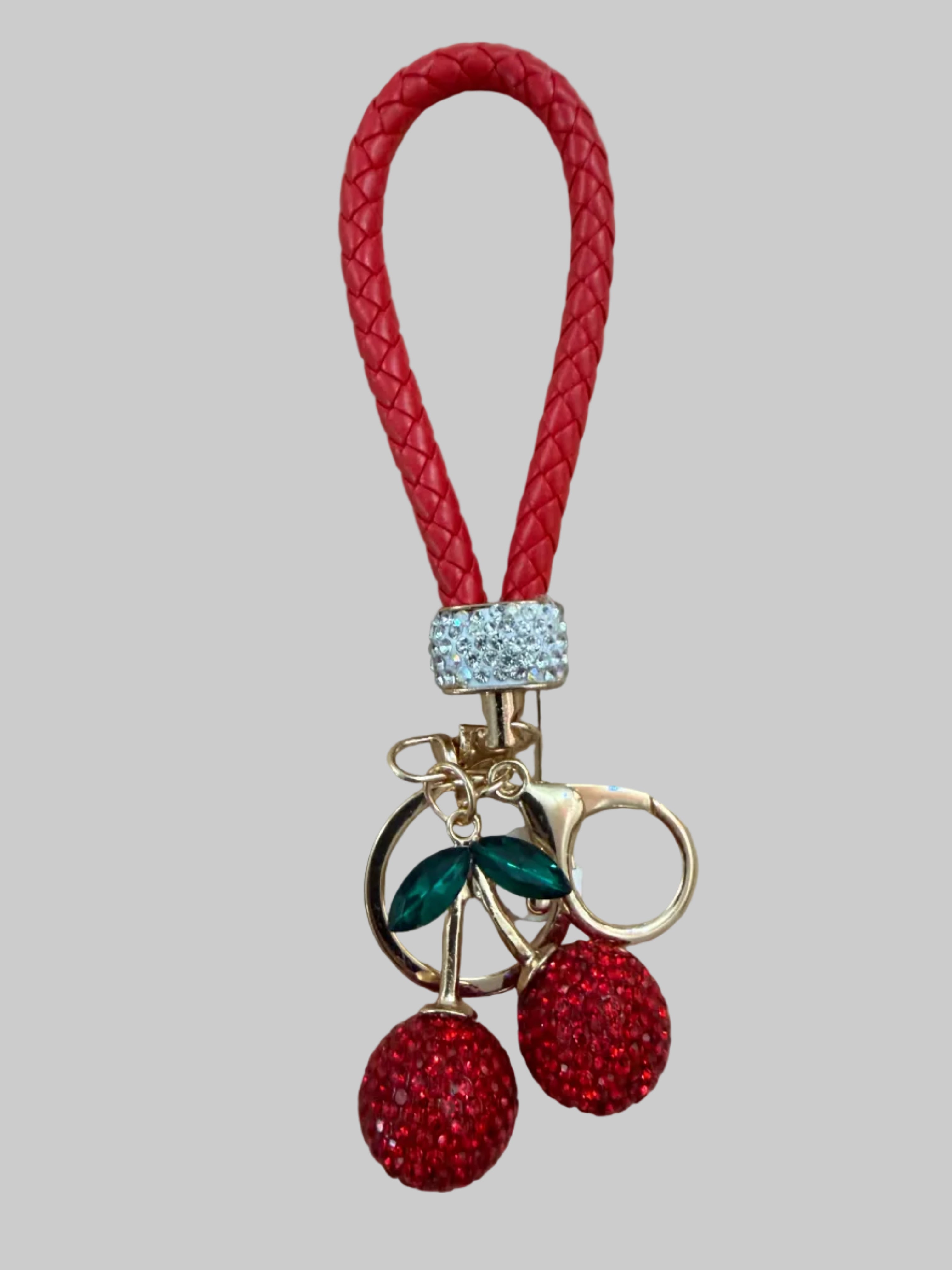YAZ. Rhinestone Cherry Bag Charm Keychain