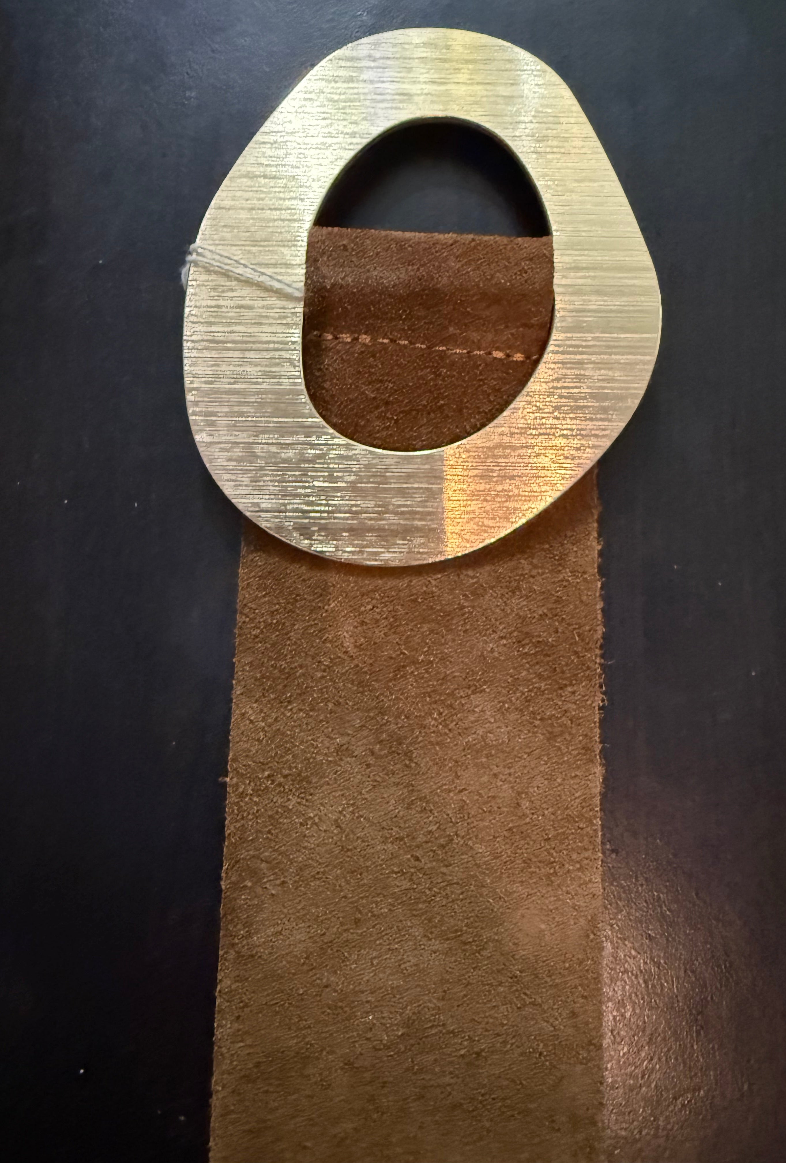 YAZ. Italian Oval Metal Genuine Leather Belt