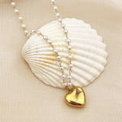 JOSSLYN by Wall to Wall 18K Gold Stainless Steel Heart Pearl Necklace | 40NK9433