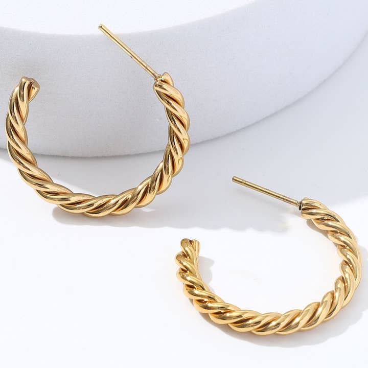 JOSSLYN by Wall to Wall 18K Stainless Steel Waterproof Tarnish Free Hoops | 40E403