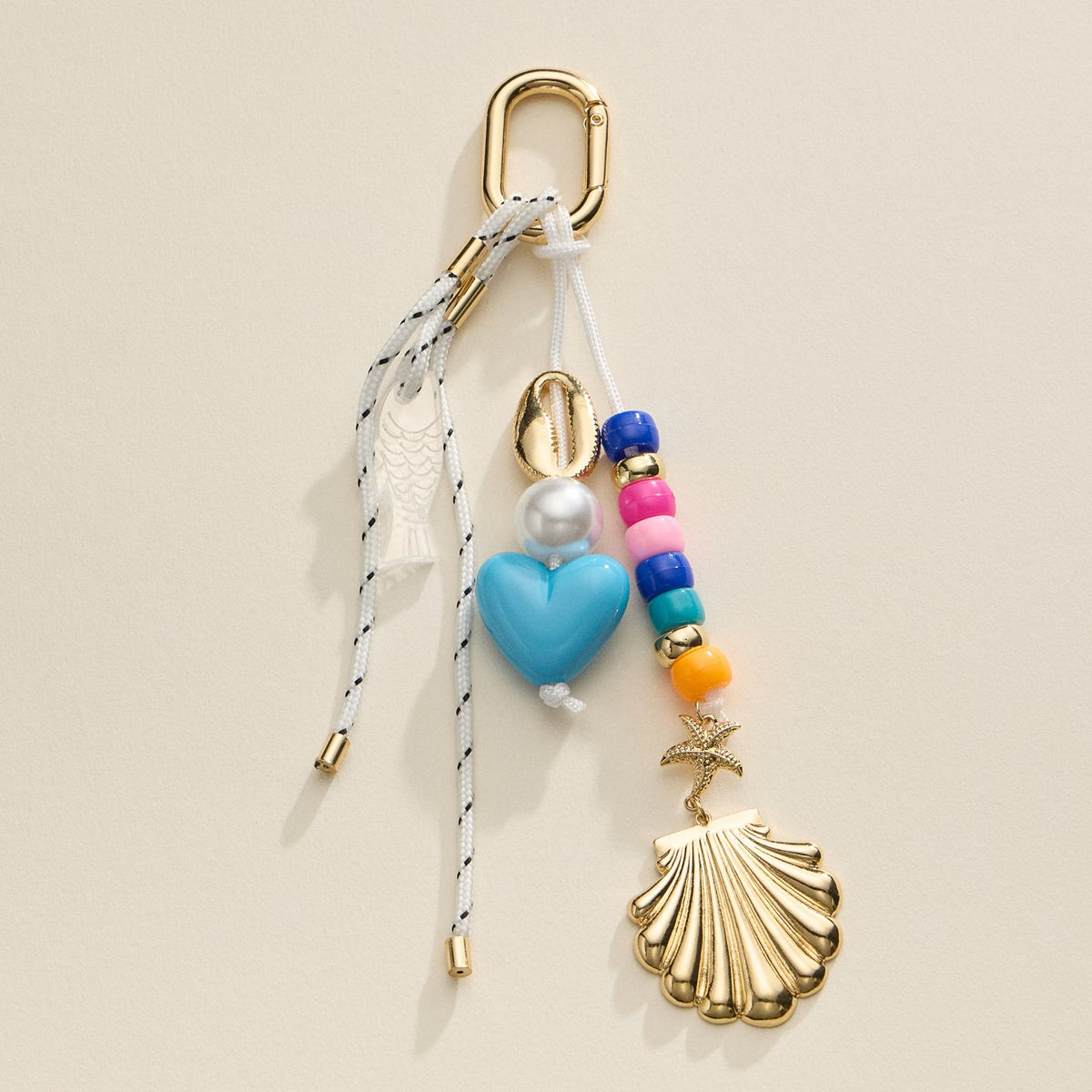 Lilla Haven Nautical Beaded Bag Charm with Shell and Heart Accents