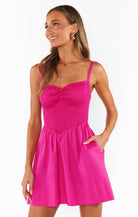 Show Me Your Mumu Dixie Mini Dress - Hot Pink Poplin
