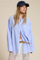 Mimosa Oversized Gingham Button Down Shirt light Blue
