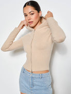 Pretty Garbage Renee Zip  Cardigan Mocha
