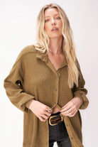 PROJECT SOCIAL T Miraya Washed Button Front Longsleeve MW Military Green

