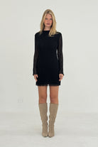 Find Me Now Mariposa LS Bow Mini Dress in Night