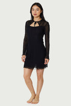 Find Me Now Mariposa LS Bow Mini Dress in Night