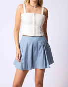 SAGE THE LABEL Deliliah Bustier Hook & Eye Denim Top White