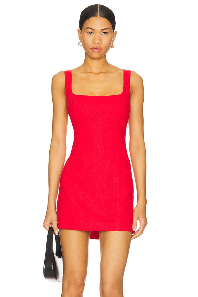 Show Me Your Mumu Steph Mini Dress Red Linen