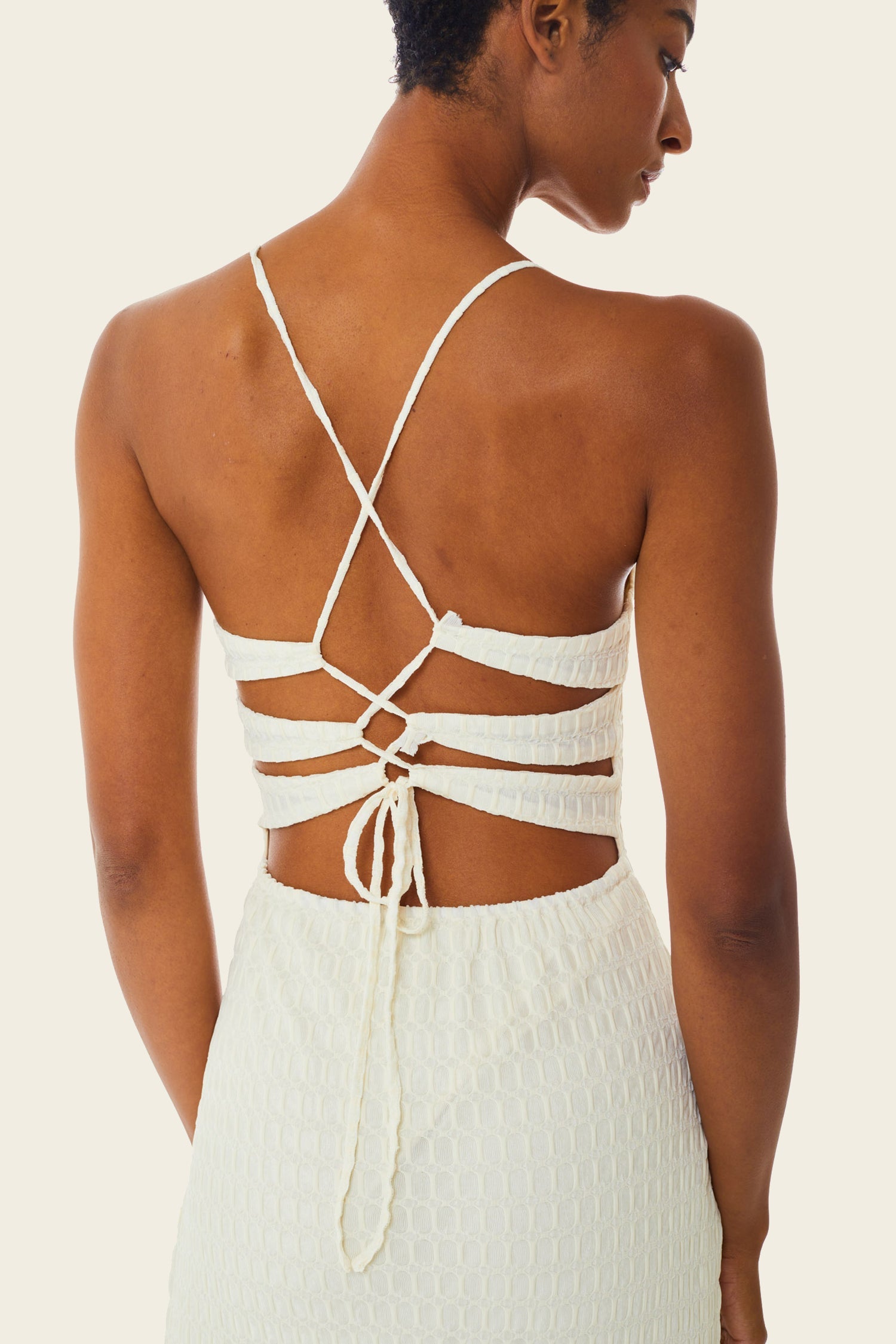 Find Me Now Roman Mesh Kai Dress Antique White