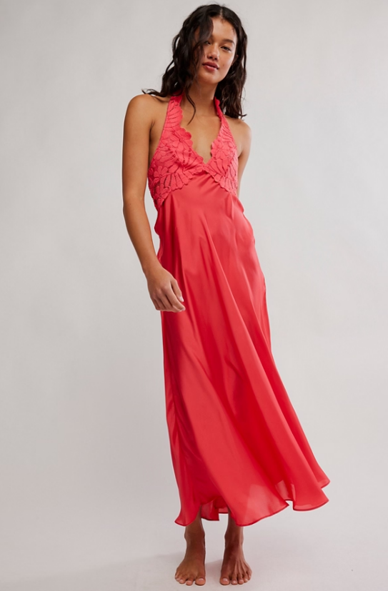 Free People Petal Party Midi Dress Tart Berry