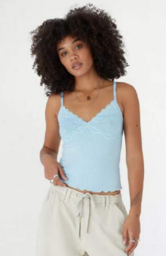 BDG Adore Lace Trim Cami Blue