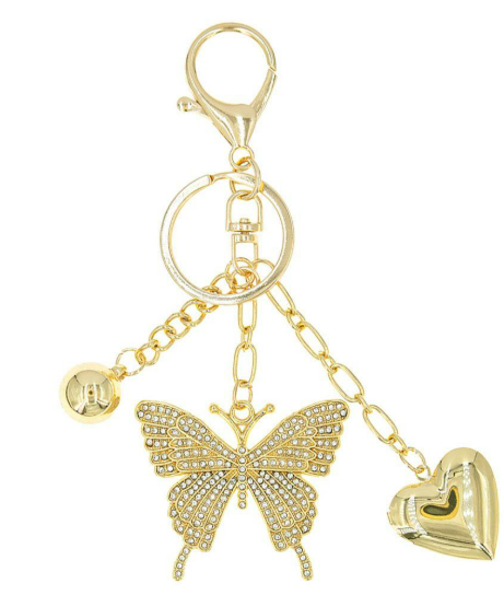 YAZ. Metal Butterfly Heart Lock Chain Keychain