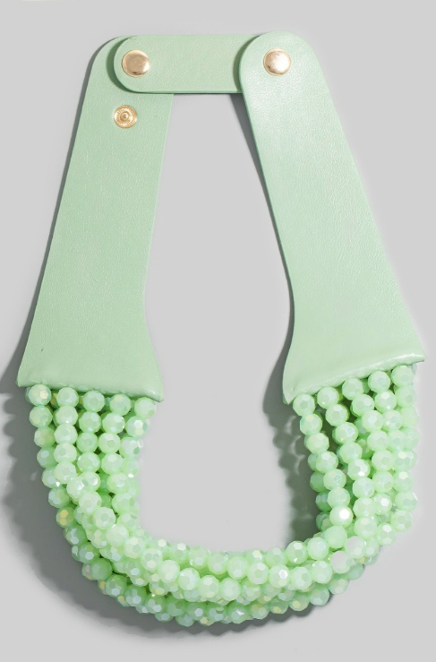 YAZ. Make A Statement Leather And Faceted Beads Necklace