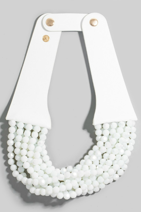 YAZ. Make A Statement Leather And Faceted Beads Necklace