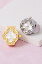 YAZ. Krystal Clover Round Watch Ring