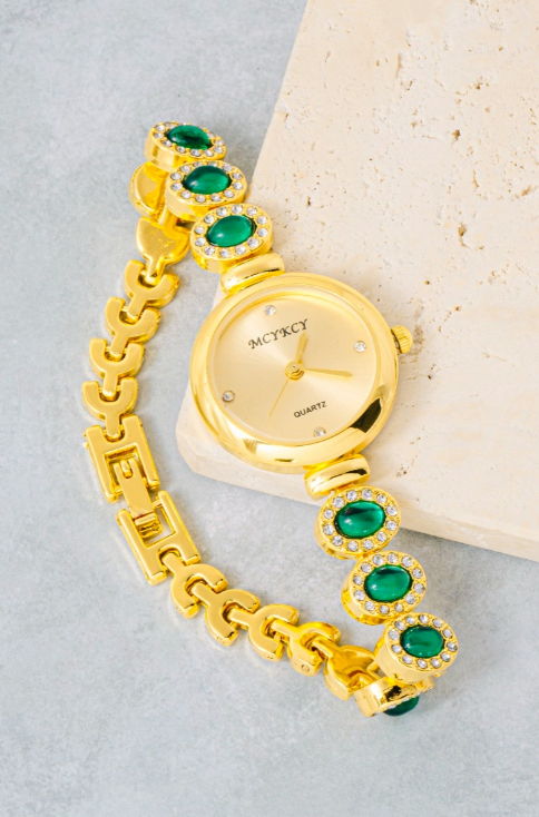 YAZ. Emerald Round Bracelet Watch