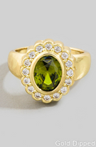 YAZ. Halo Framed Chartreuse Pinky Ring