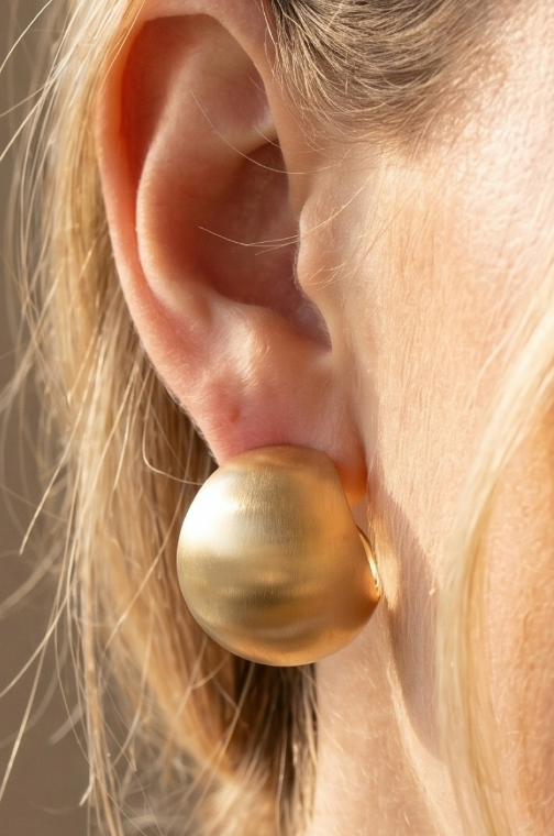 YAZ. Brushed Gold Dipped Sphere Stud Hoops