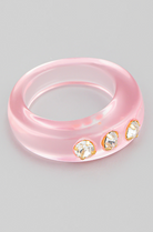 YAZ. Trinity Krystal Resin Ring Pink