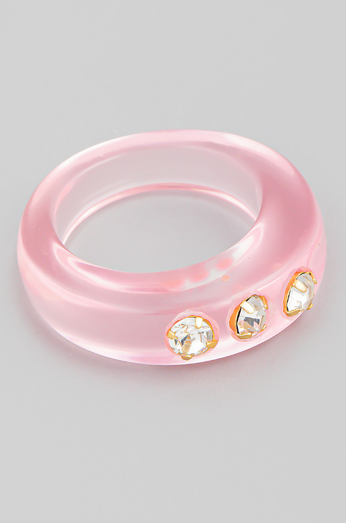 YAZ. Trinity Krystal Resin Ring Pink